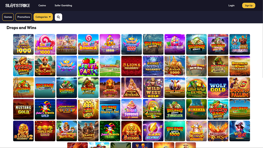 SlotStrike Casino Desktop Drops and Wins