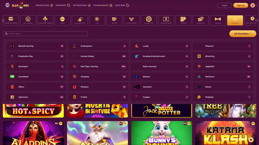 SlotVibe Casino Desktop Game Developers