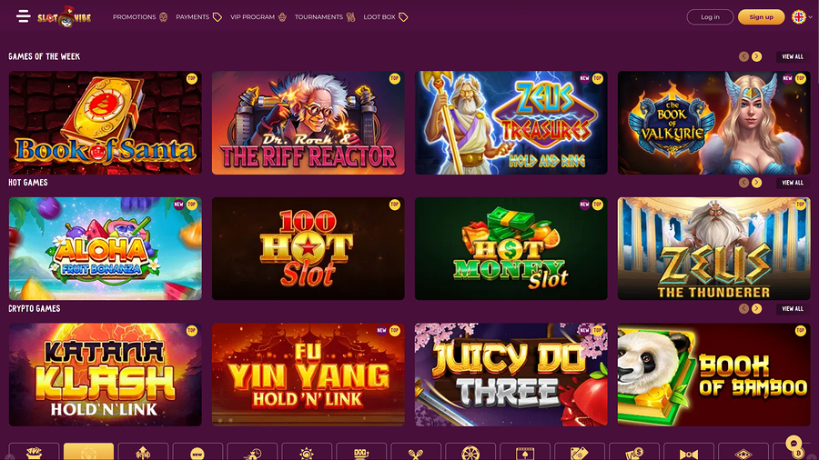 SlotVibe Casino Desktop Games