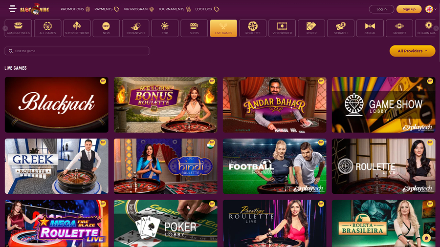 SlotVibe Casino Desktop Live Dealer