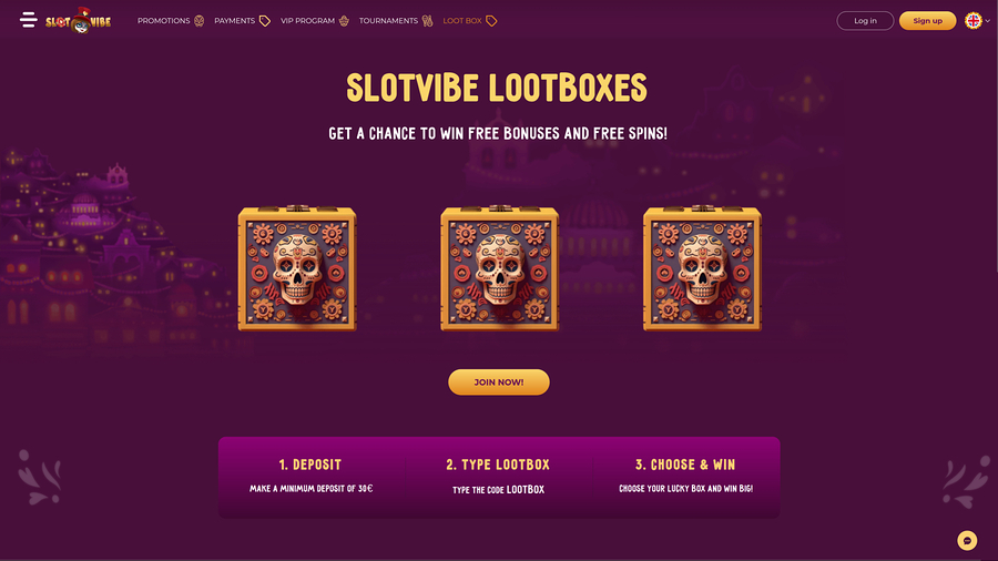 SlotVibe Casino Desktop Loot Box