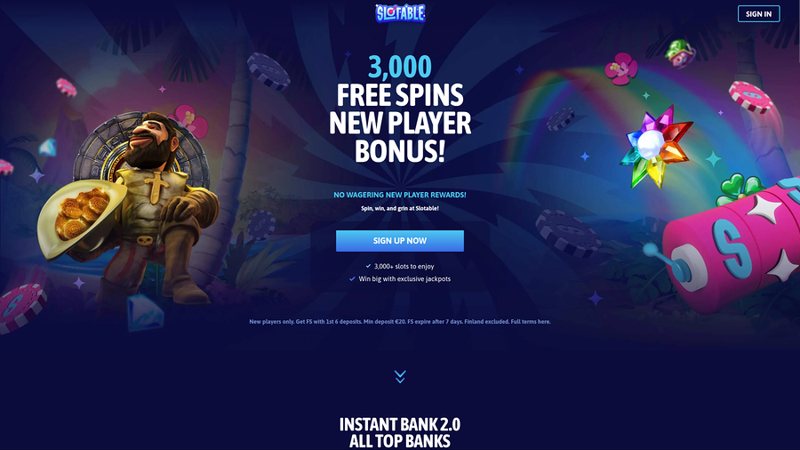 Slotable Casino Desktop Homepage