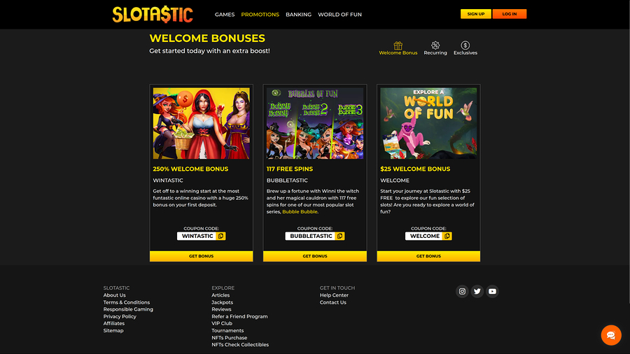 Slotastic Casino Desktop Promotions