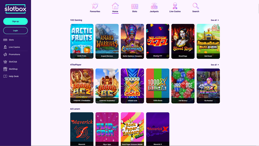 Slotbox Casino Desktop Game Developers