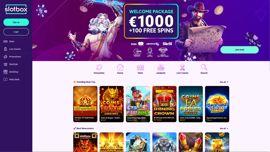 Slotbox Casino Desktop Homepage