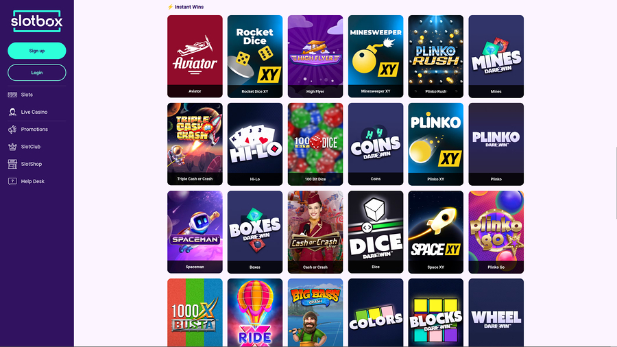 Slotbox Casino Desktop Instant Games