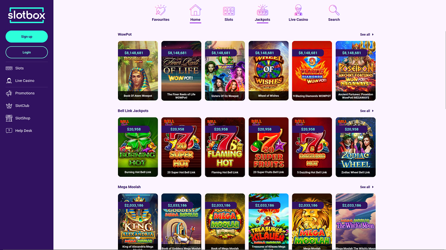 Slotbox Casino Desktop Jackpot