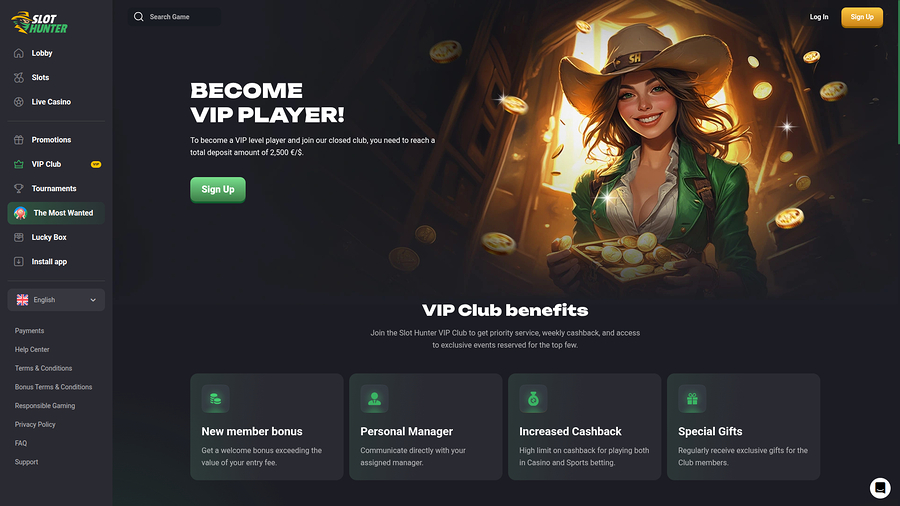 Slot Hunter Casino Desktop VIP Program