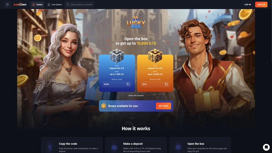 SlotLords Casino Desktop Lucky Box