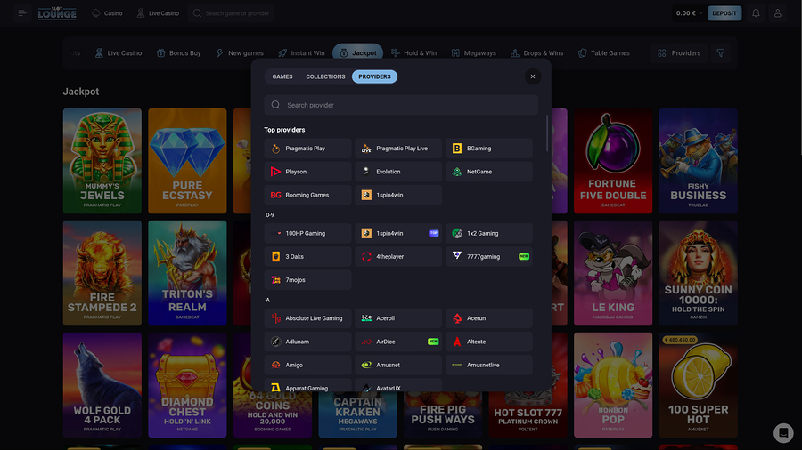 SlotLounge Casino Desktop Game Developers