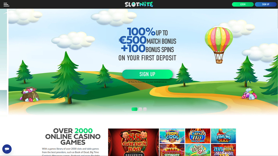 Slotnite Casino Desktop Homepage
