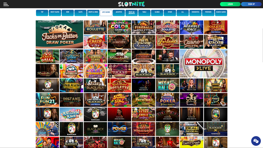 Slotnite Casino Desktop Live Dealer