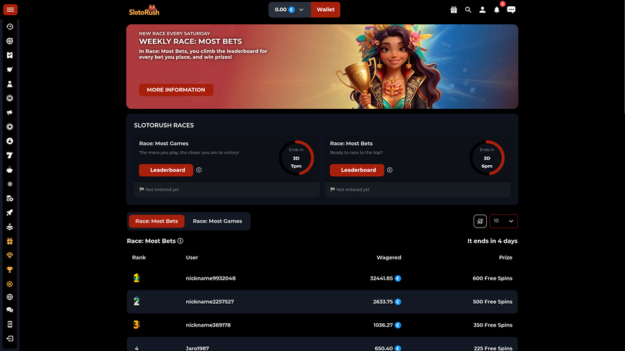 SlotoRush Casino Desktop Tournaments