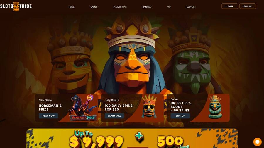 Homepage screenshot of SlotoTribe Casino