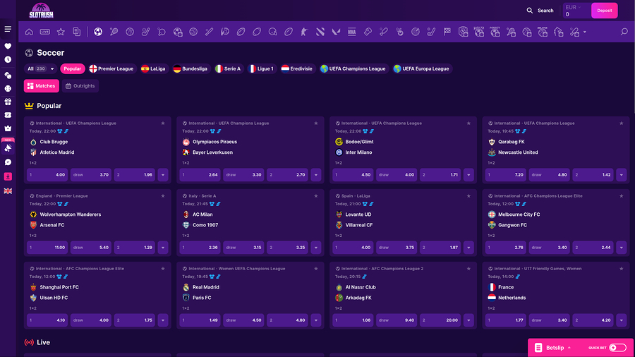 SlotRush Casino Desktop Sports Betting