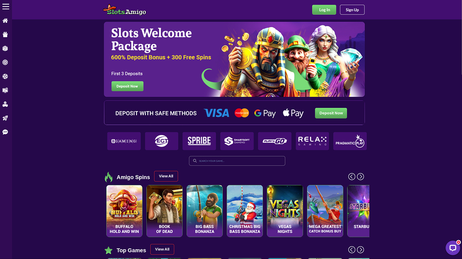 SlotsAmigo Casino Desktop Homepage