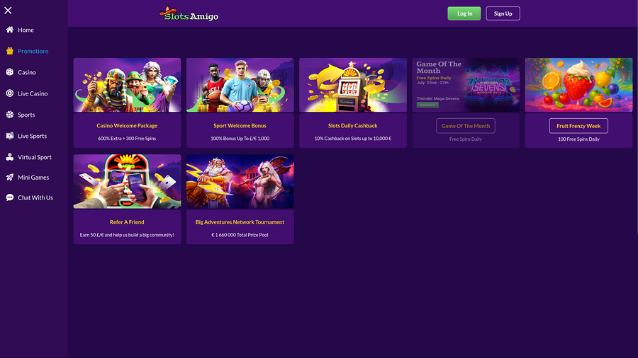 SlotsAmigo Casino Desktop Promotions