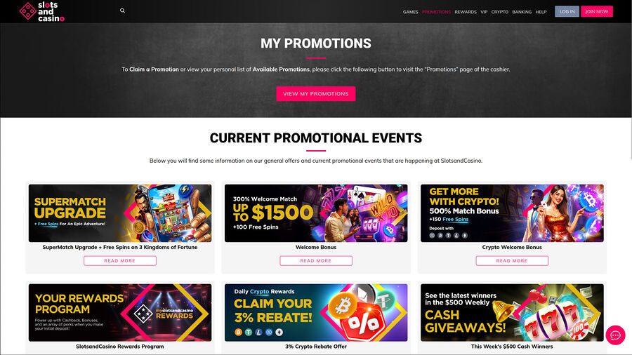 SlotsandCasino Desktop Promotions