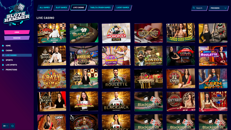 SlotsHammer Casino Desktop Live Dealer
