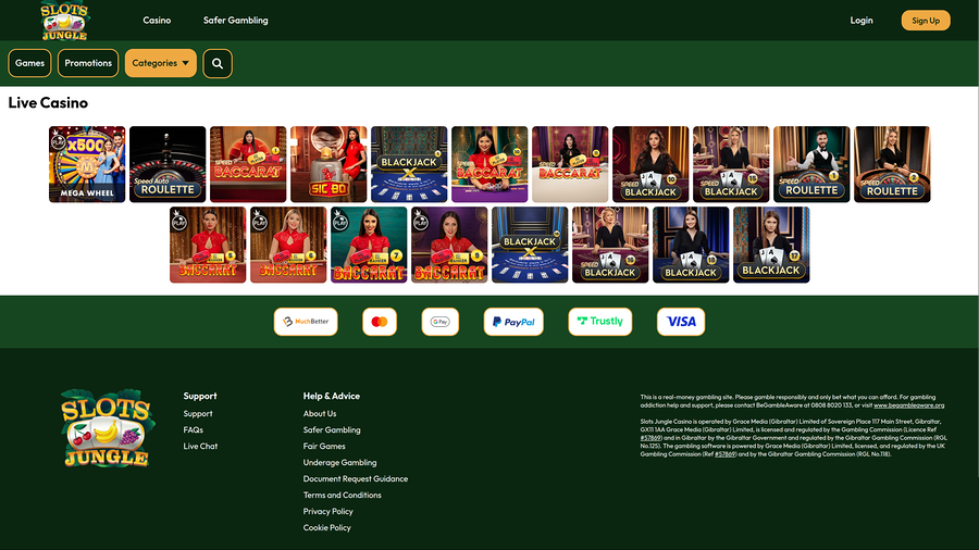 Slots Jungle Casino Desktop Live Dealer