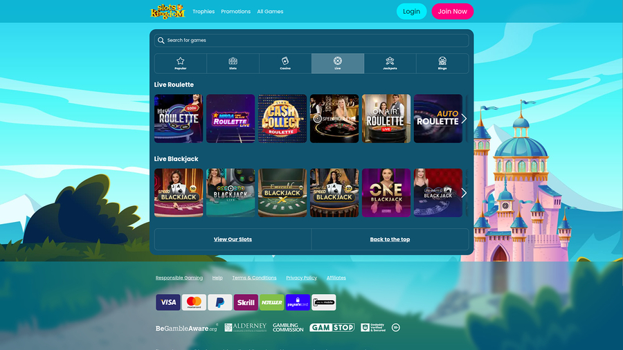 Slots Kingdom Casino Desktop Live Dealer