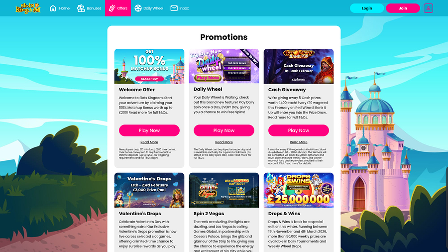 Slots Kingdom Casino Desktop Promotions