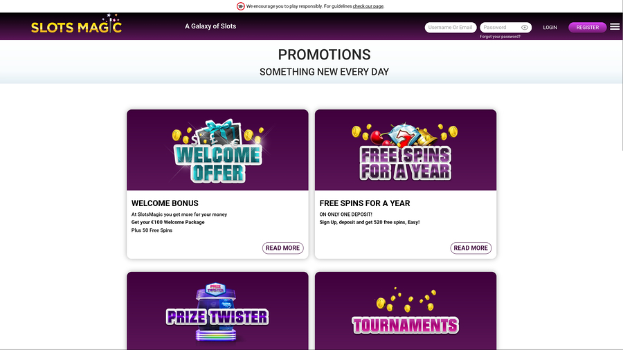 Slots Magic Casino Desktop Promotions