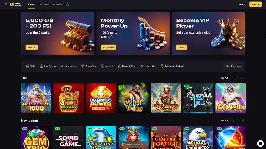 Slotsmines Casino Desktop Homepage