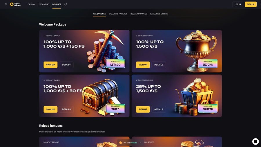 Slotsmines Casino Desktop Promotions