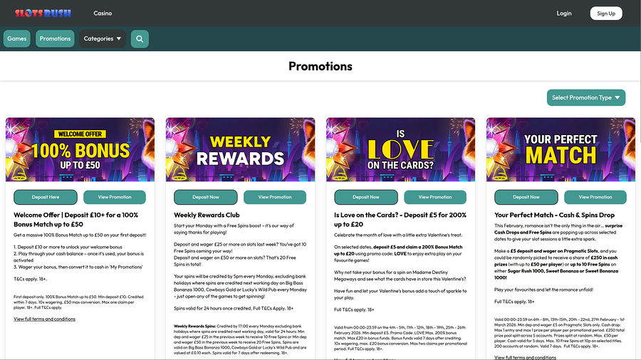 Slots Rush Casino Desktop Promotions