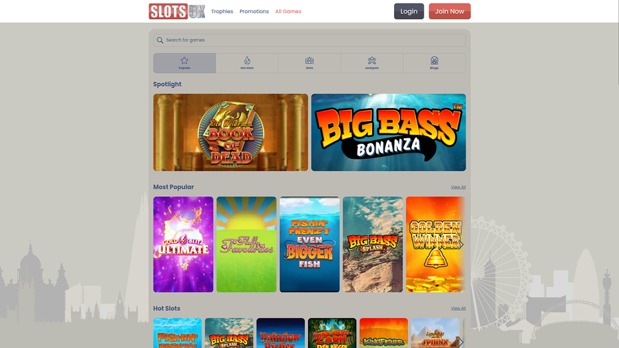 SlotsUK Casino Desktop Games