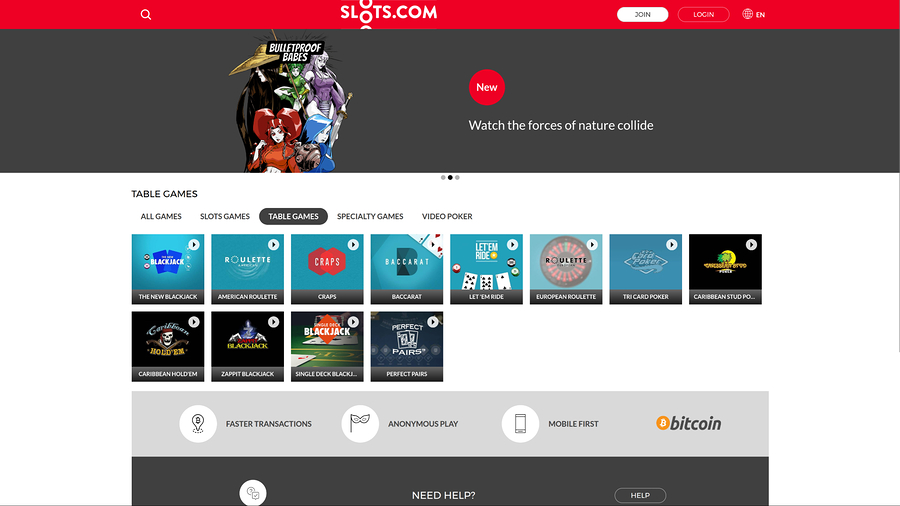 Slots.com Casino Desktop Table Games