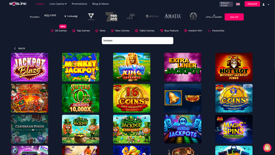 Slots.inc Casino Desktop Jackpot