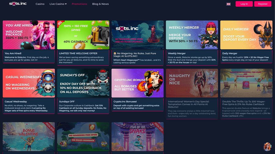 Slots.inc Casino Desktop Promotions