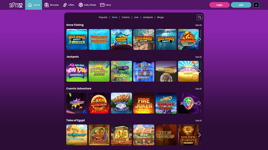 Slots52 Casino Desktop Games