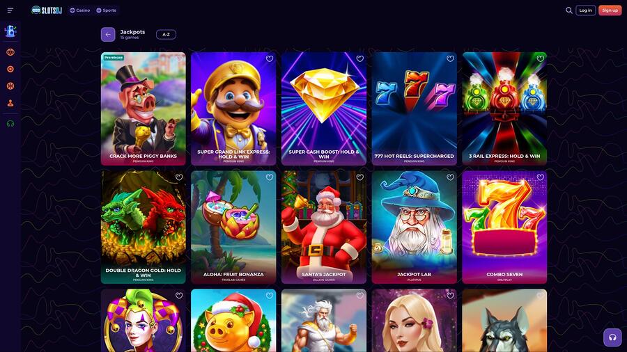 SlotsDj Casino jackpot page