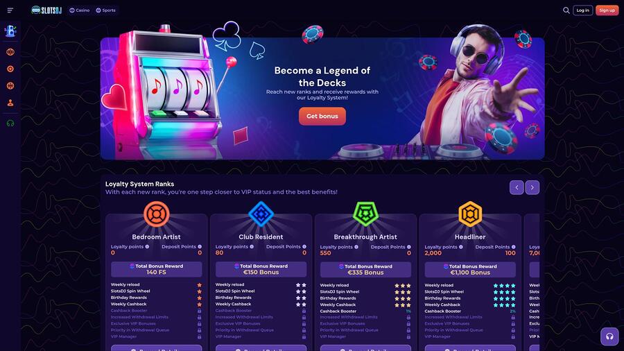 SlotsDj Casino VIP page