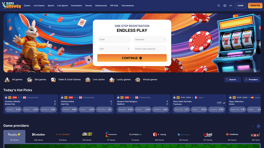 SlotsHopper Casino Homepage
