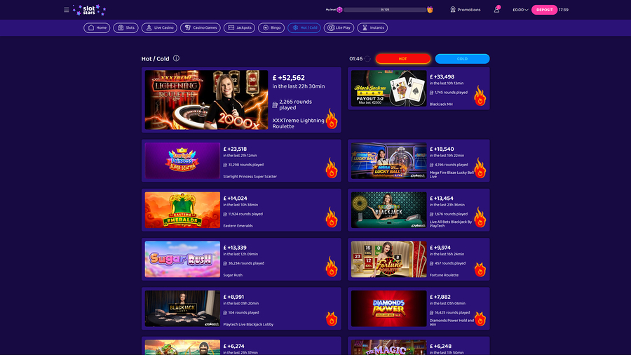 SlotStars Casino Desktop Hot or Cold