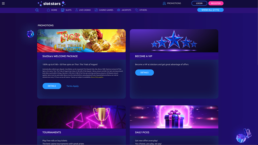 SlotStars Casino Desktop Promotions