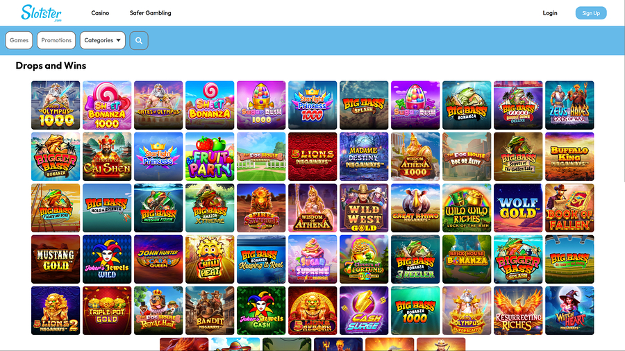 Slotster Casino Desktop Drops and Wins