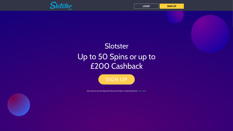 Slotster Casino Desktop Homepage