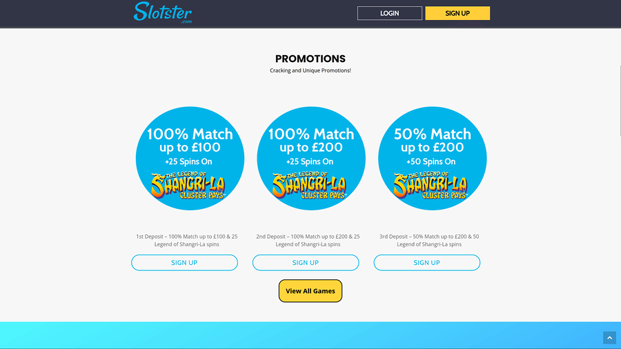 Slotster Casino Desktop Promotions
