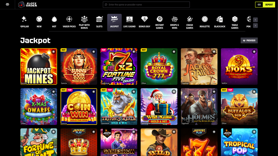 SlotsVader Casino Desktop Jackpot