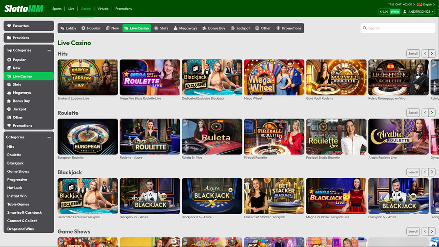 SlottoJam Casino Desktop Live Dealer