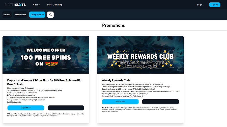 Slotty Slots Casino Desktop Promotions