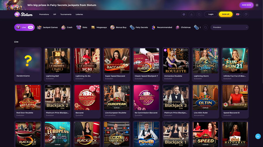 Slotum Casino Desktop Live Dealer