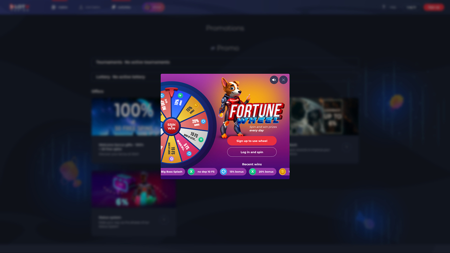 SlotV Casino Desktop Fortune Wheel
