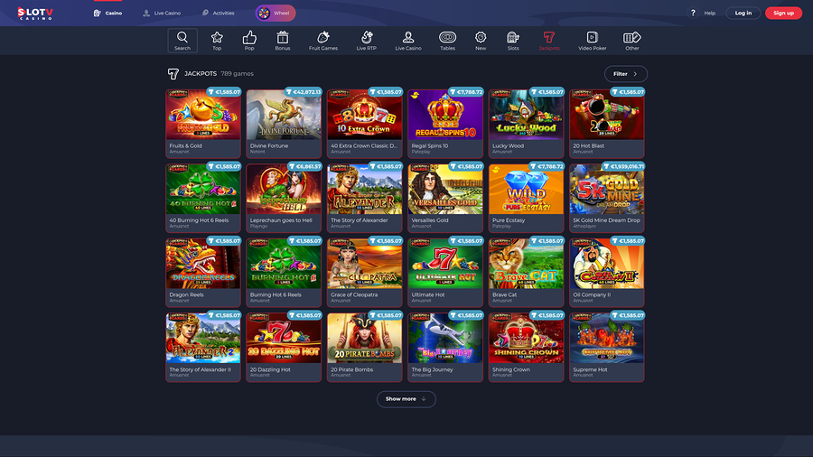 SlotV Casino Desktop Jackpot