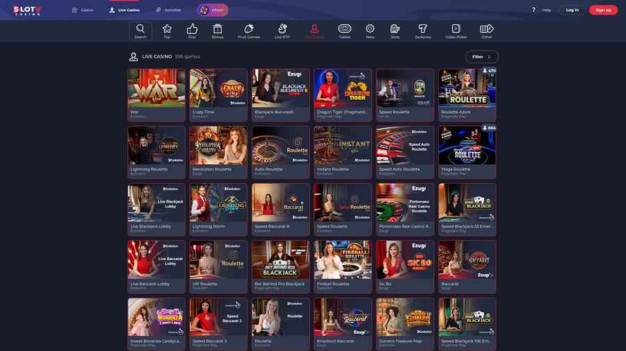 SlotV Casino Desktop Live Dealer